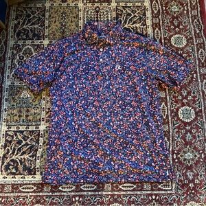 Rhoback The Garden Performance Polo Shirt Large Blue Pink